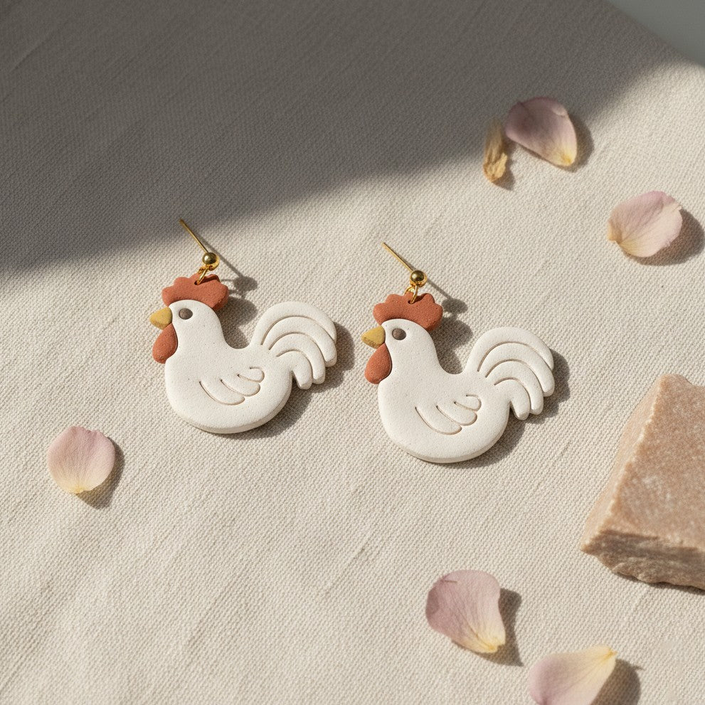 Easter Rooster Polymer Clay Cutter for Spring Earrings Making