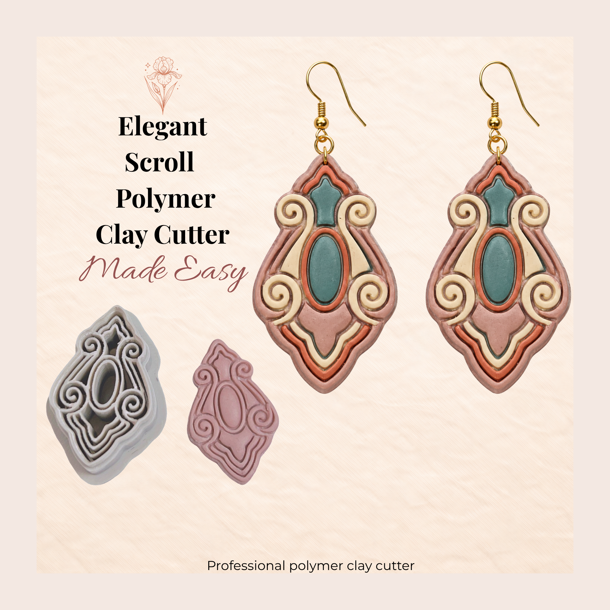 Elegant Scroll Polymer Clay Cutter | 30–50mm | Scroll Shape Clay Cutter | Earring Jewellery Making Tool