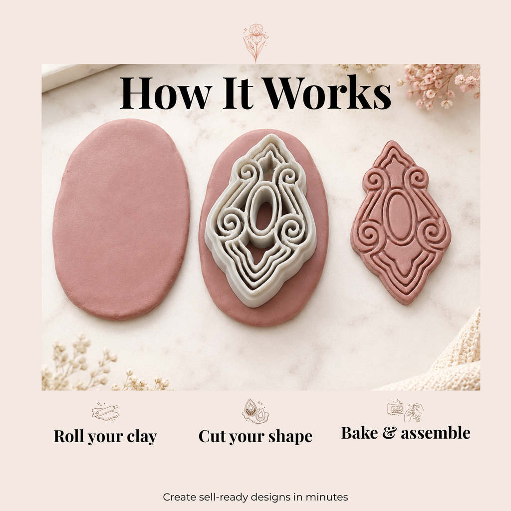 Elegant Scroll Polymer Clay Cutter | 30–50mm | Scroll Shape Clay Cutter | Earring Jewellery Making Tool
