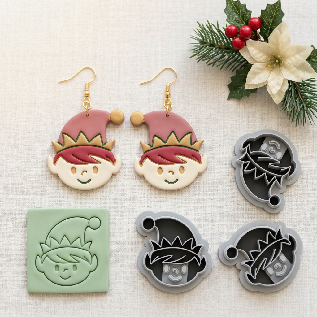 Elf Boy Polymer Clay Cutter | Cute Christmas Earring Tool