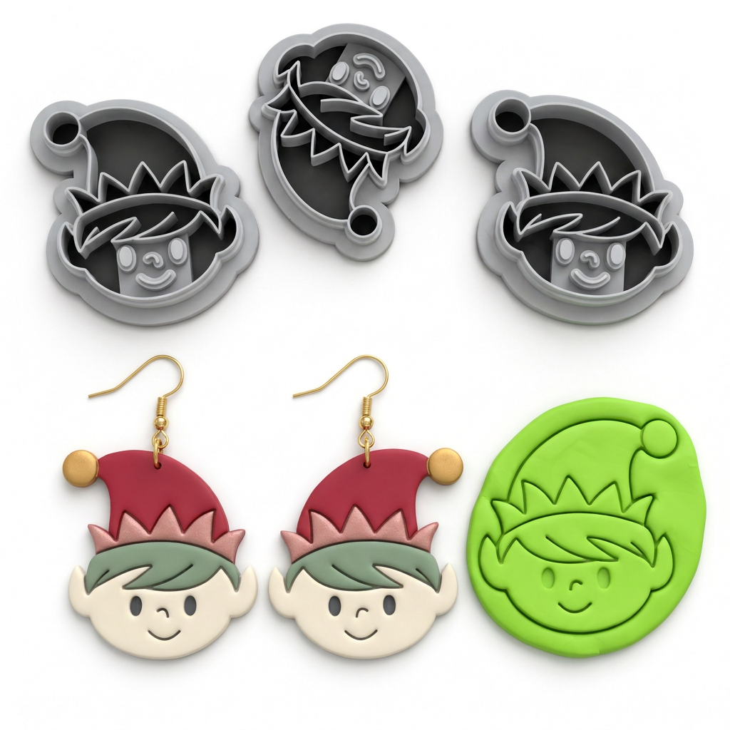 Elf Boy Polymer Clay Cutter | Cute Christmas Earring Tool
