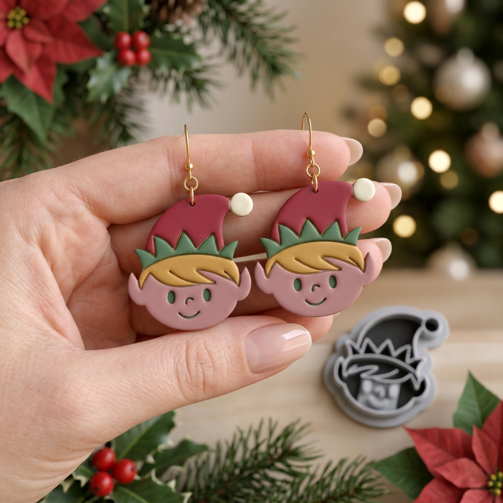 Elf Boy Polymer Clay Cutter | Cute Christmas Earring Tool