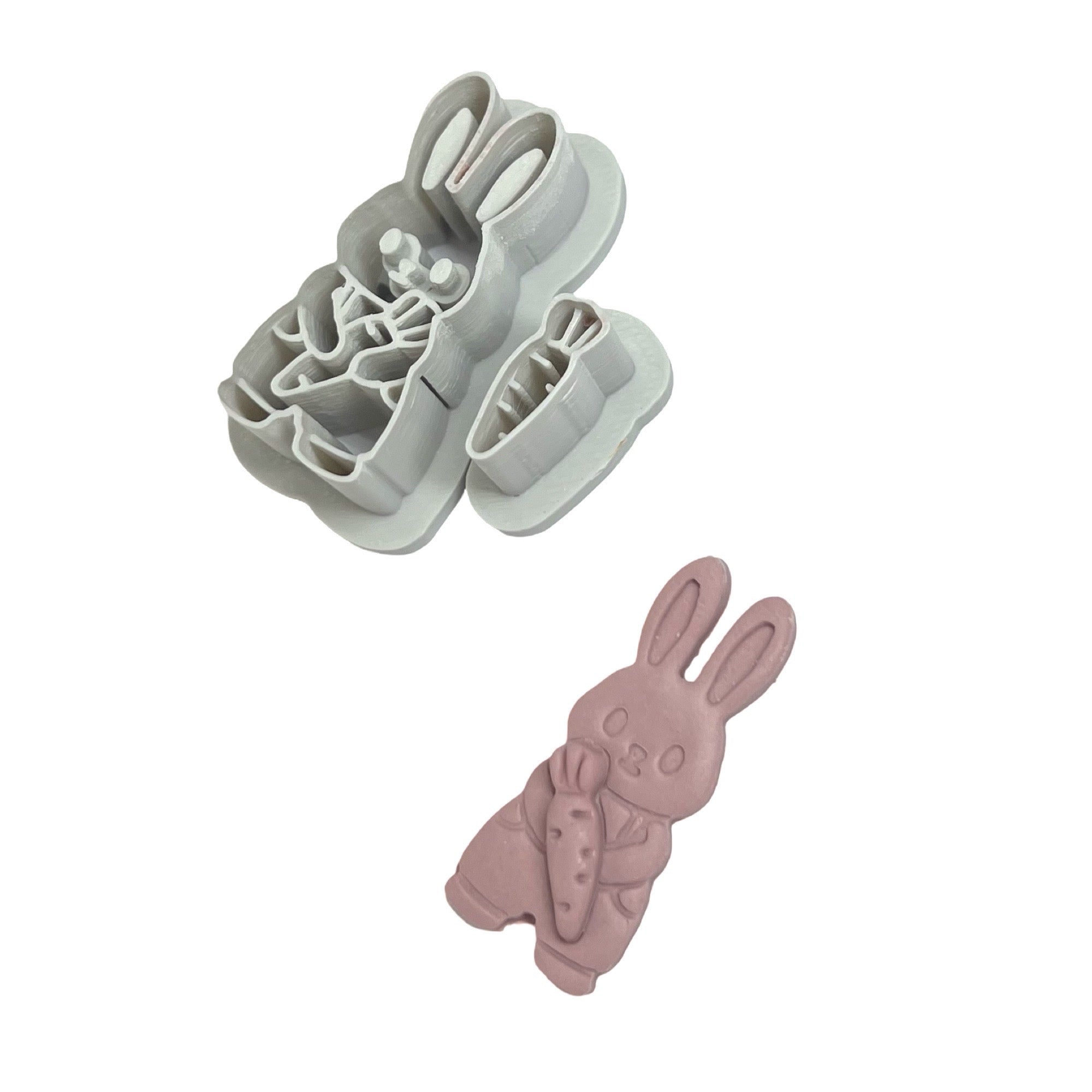 Farmer Bunny Polymer Clay Cutter for Easter Earrings