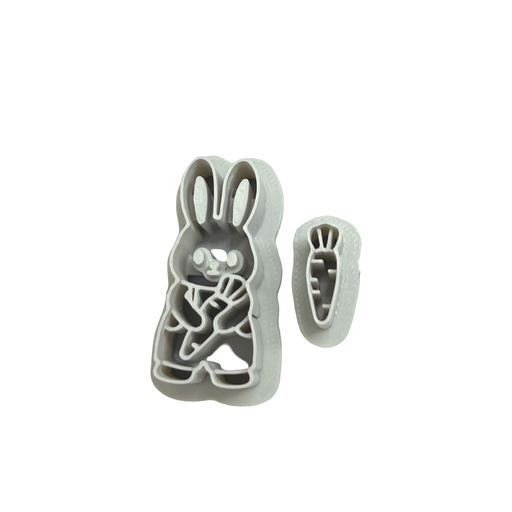 Farmer Bunny Polymer Clay Cutter for Easter Earrings