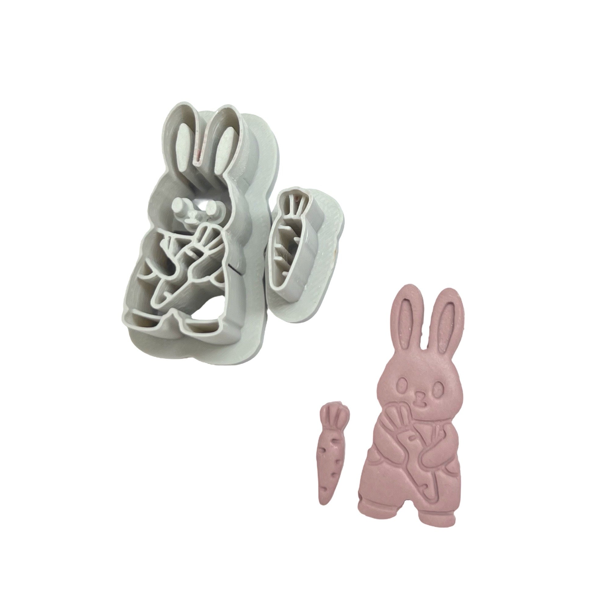 Farmer Bunny Polymer Clay Cutter for Easter Earrings