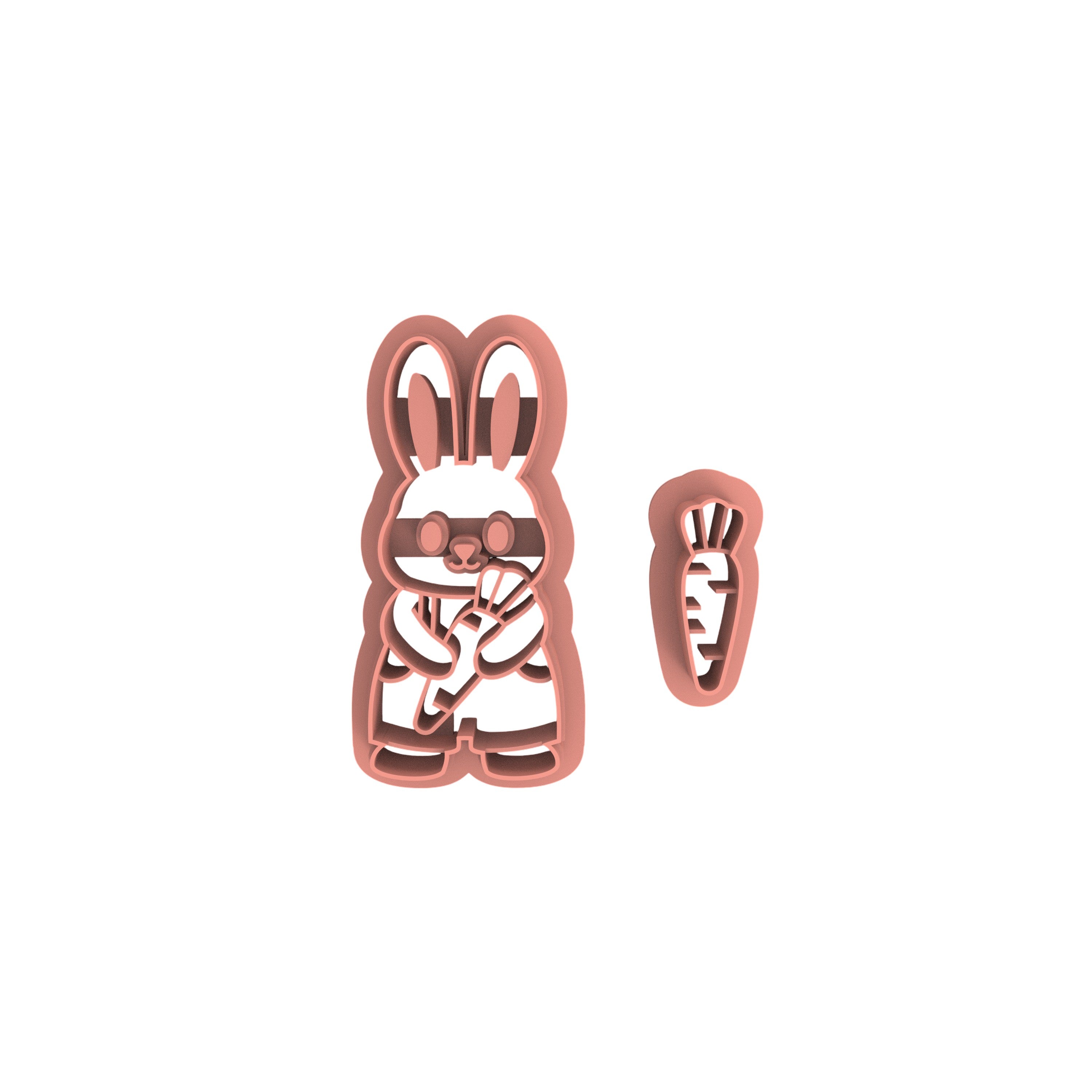 Farmer Bunny Polymer Clay Cutter for Easter Earrings