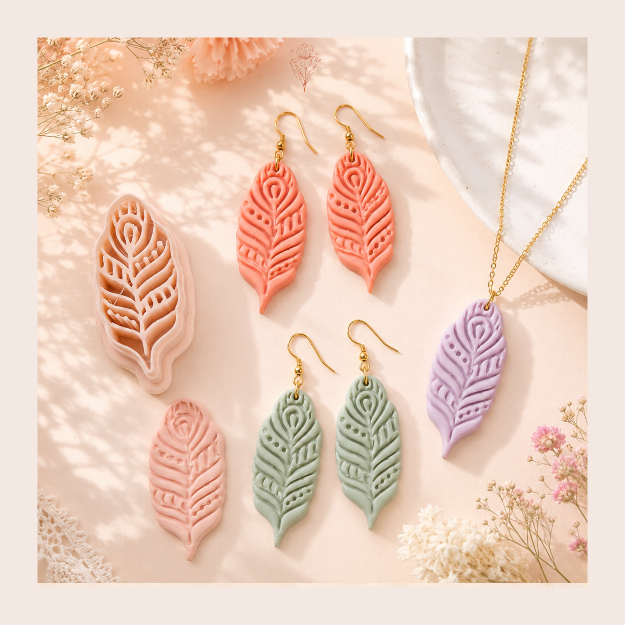 Feather 2 Polymer Clay Cutter | 30–50mm | Feather Shape Clay Cutter | Earring Jewellery Making Tool