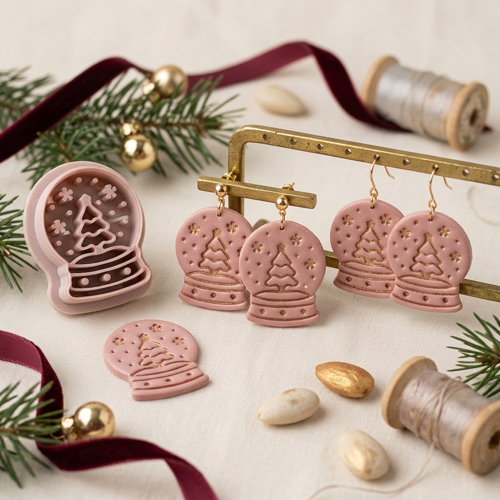 Festive Snow Globe Polymer Clay Cutter | Christmas Earring Tool