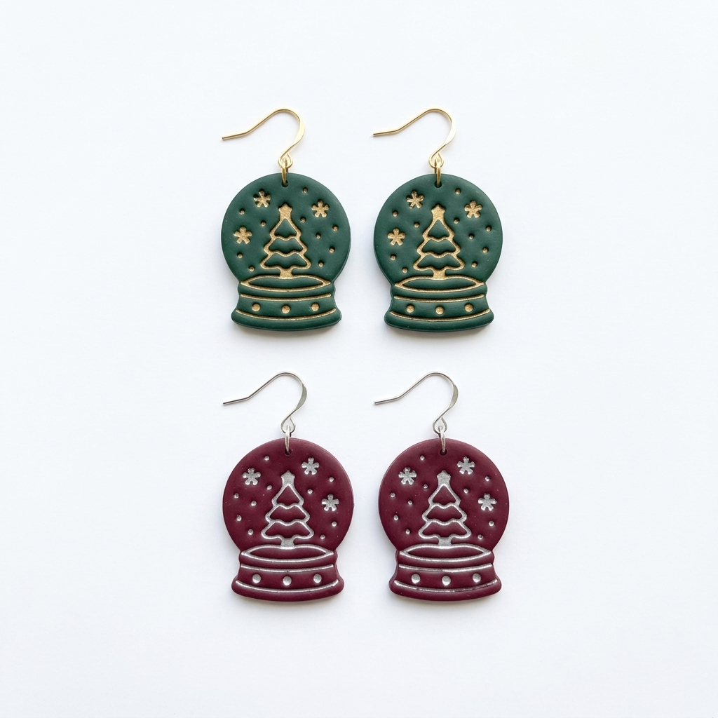 Festive Snow Globe Polymer Clay Cutter | Christmas Earring Tool