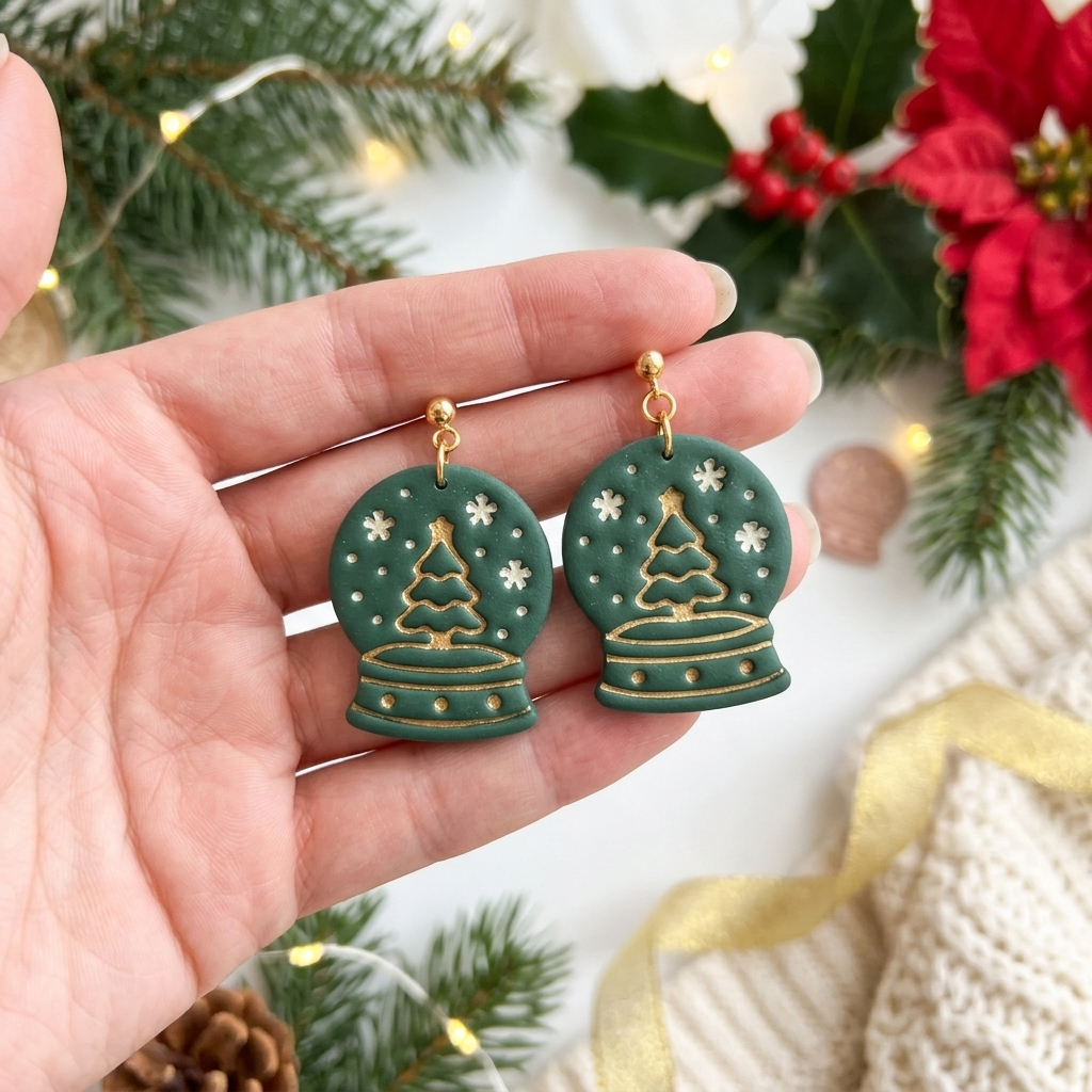 Festive Snow Globe Polymer Clay Cutter | Christmas Earring Tool
