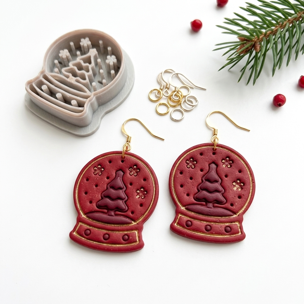 Festive Snow Globe Polymer Clay Cutter | Christmas Earring Tool