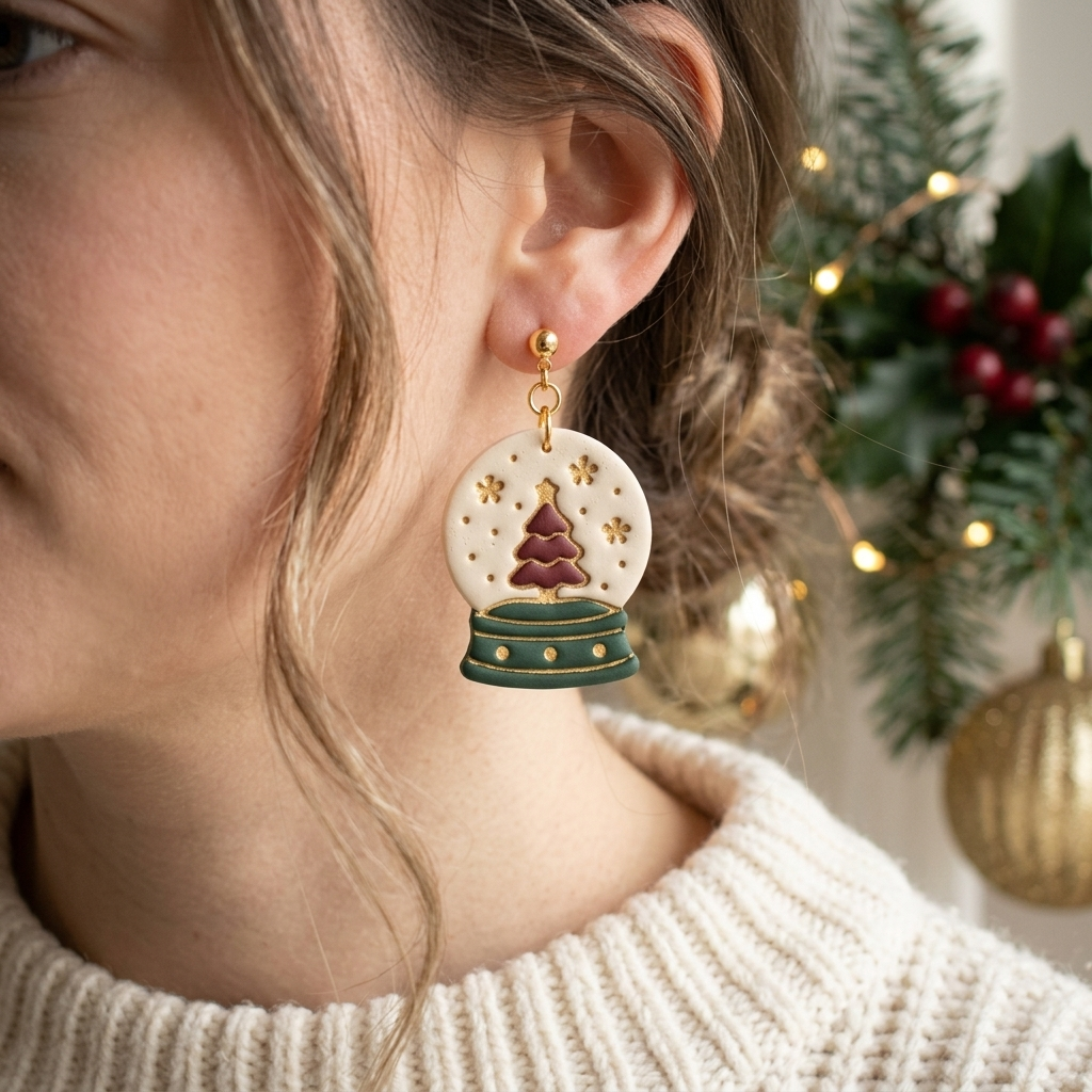 Festive Snow Globe Polymer Clay Cutter | Christmas Earring Tool