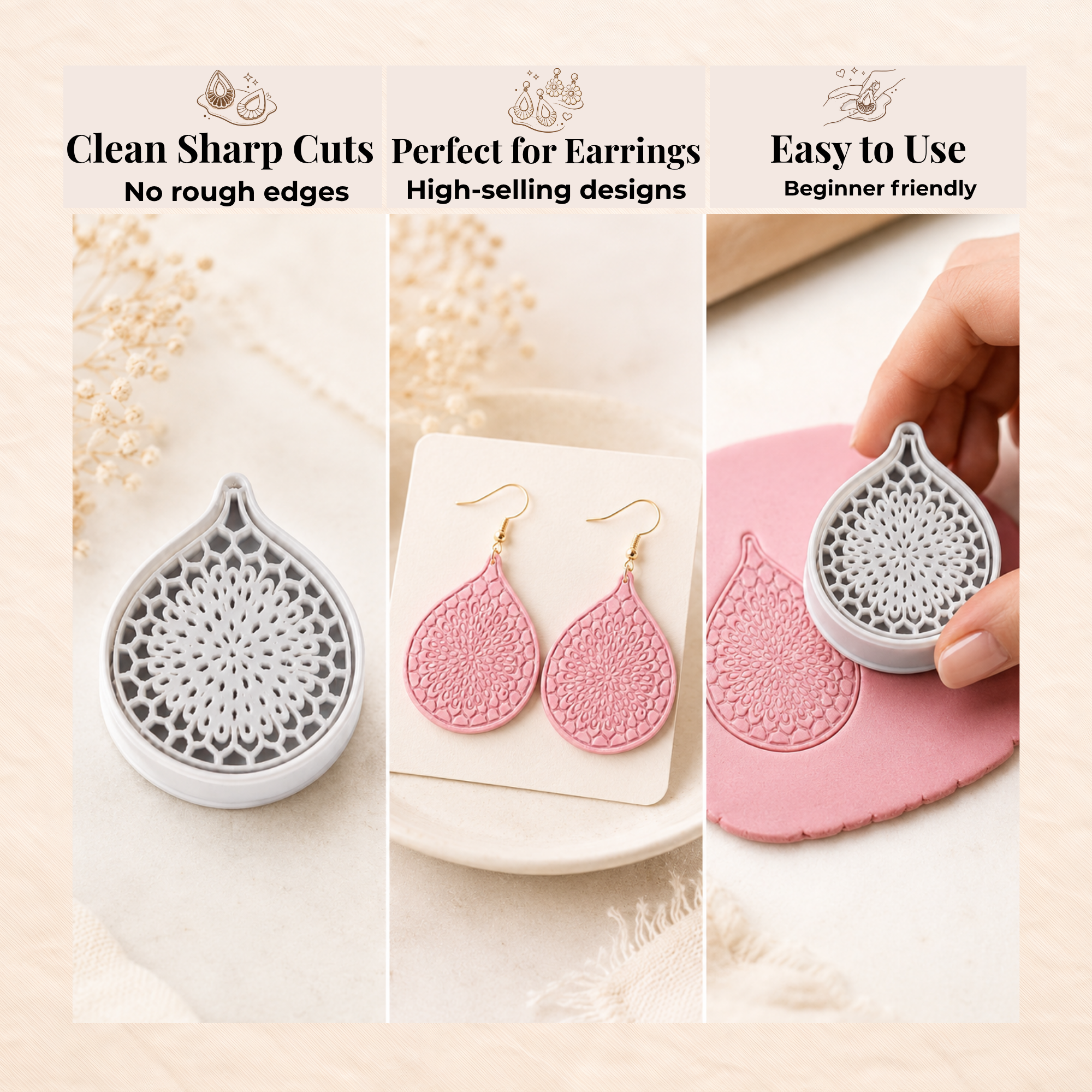 Figs Polymer Clay Cutter | 30–50mm | Fig Shape Clay Cutter | Earring Jewellery Making Tool