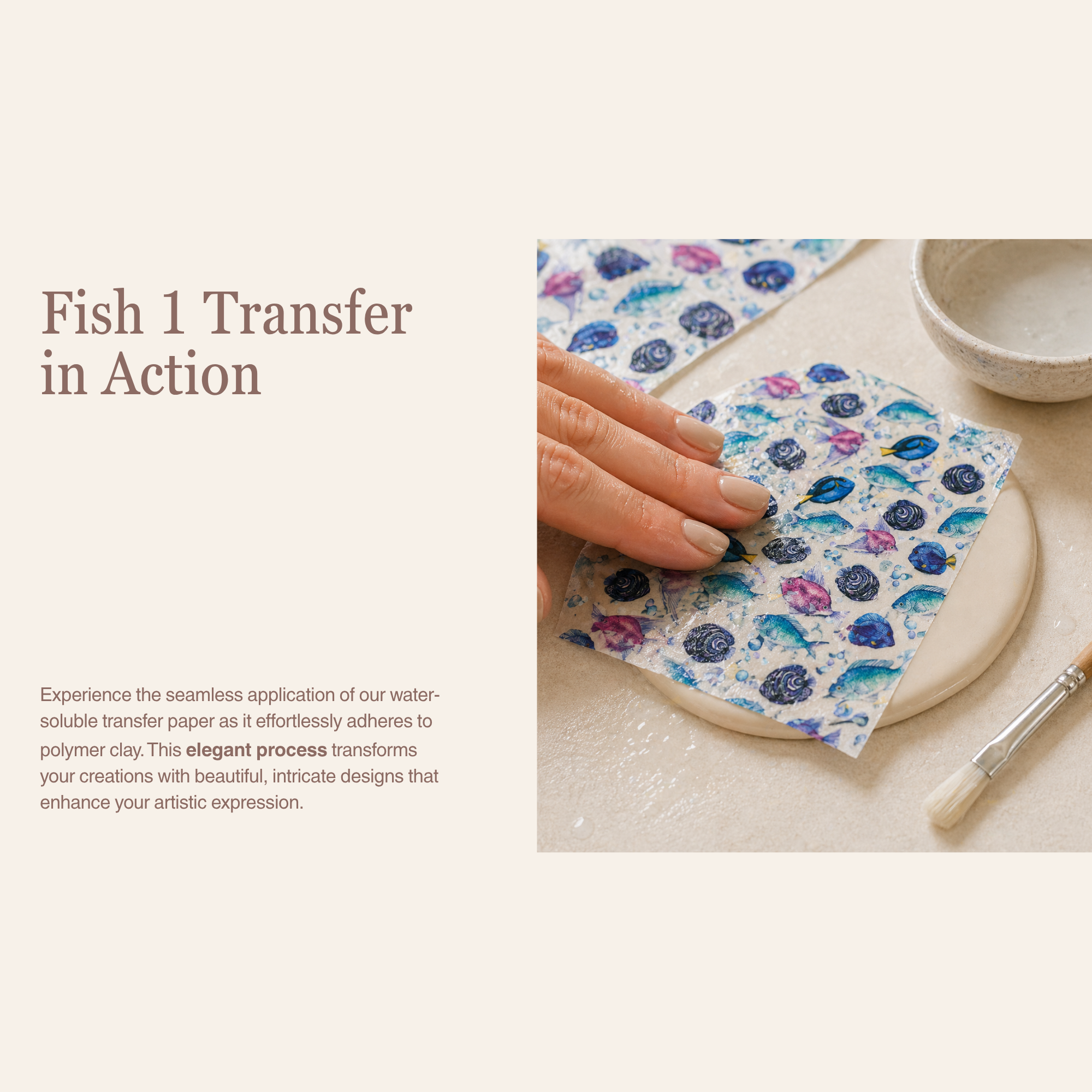 Fish 1 Transfer Paper for Polymer Clay 150x100mm | Ocean Clay Transfer | IrisCrafts7