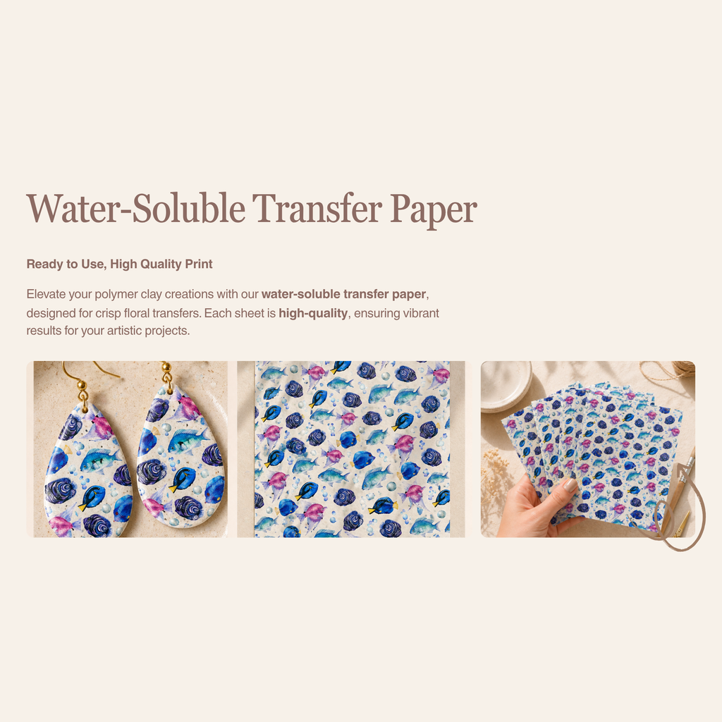 Fish 1 Transfer Paper for Polymer Clay 150x100mm | Ocean Clay Transfer | IrisCrafts7