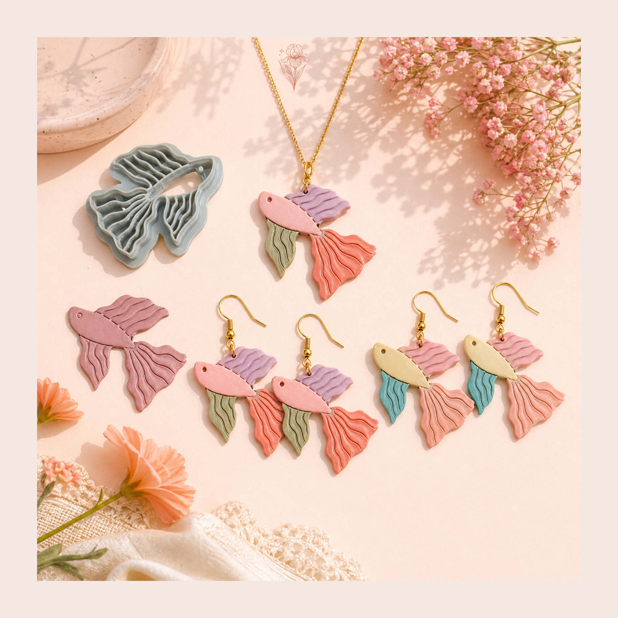 Fish 2 Polymer Clay Cutter 30–50mm | Ocean Earring Cutter | IrisCrafts7