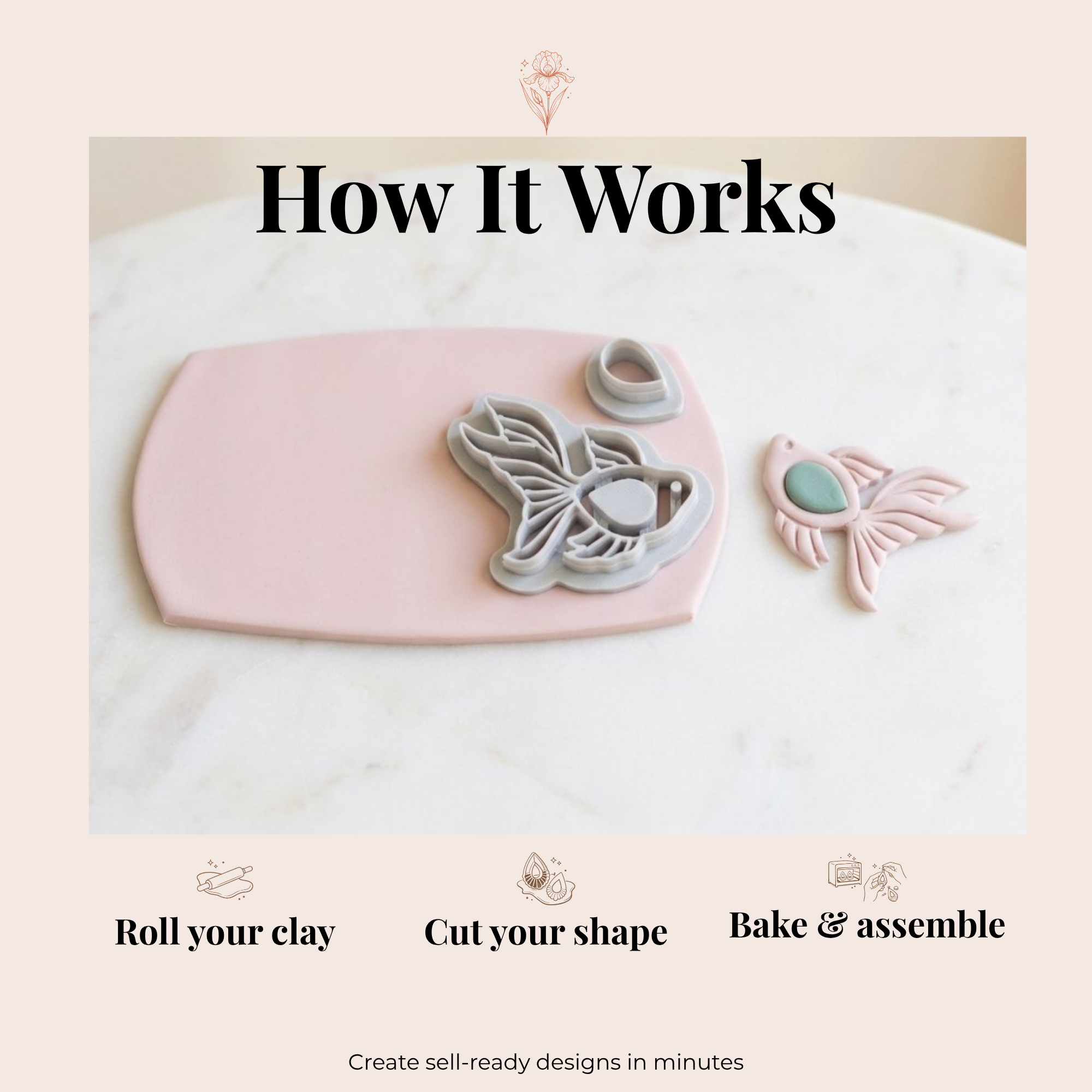 Fish 3 Polymer Clay Cutter 30–50mm | Ocean Earring Cutter | IrisCrafts7