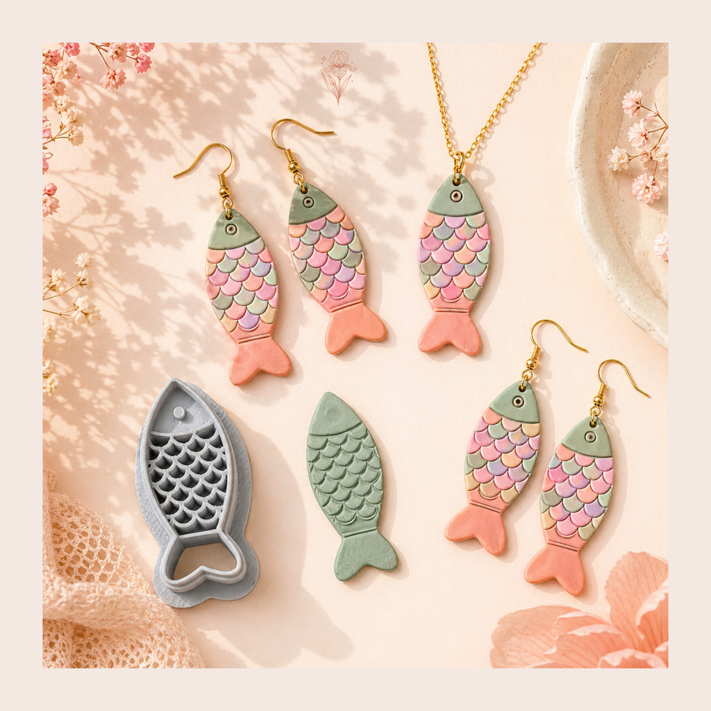 Fish 4 Polymer Clay Cutter 25–40mm | Ocean Earring Cutter | IrisCrafts7