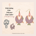 Fish Eating Fish Polymer Clay Cutter Set 30–50mm | Quirky Ocean Earring Cutter | IrisCrafts7