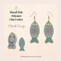 Floral Fish Polymer Clay Cutter 25–40mm | Whimsical Earring Cutter | IrisCrafts7