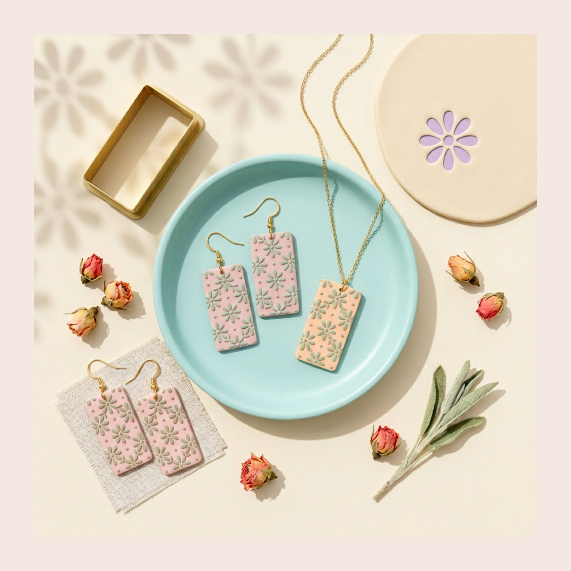 Floral Lattice Texture Roller for Polymer Clay | 3D Printed Clay Texture Tool | Floral Pattern Roller for Clay Jewellery Making | Clay Tool