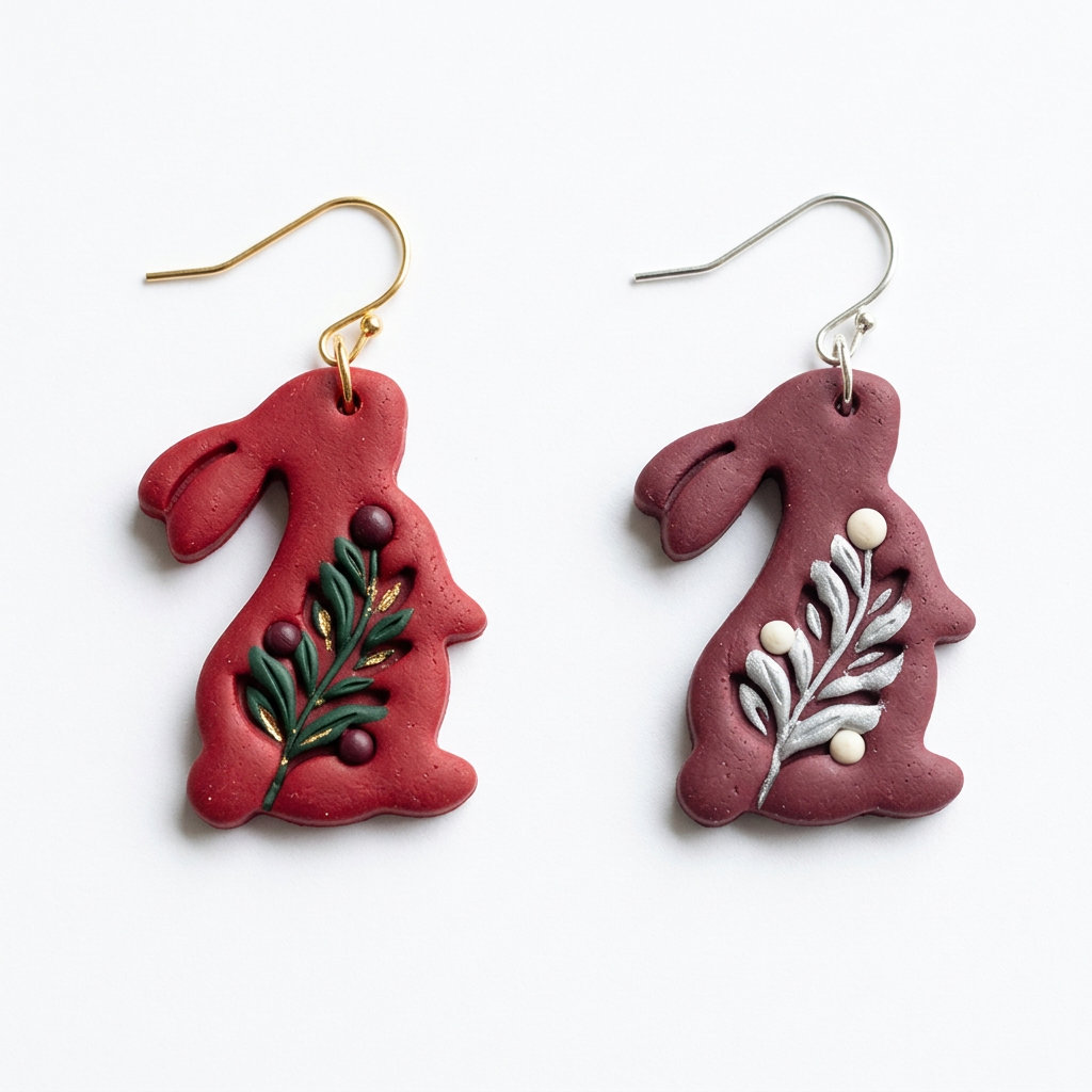 Floral Rabbit Polymer Clay Cutter | Spring Bunny Earring Tool