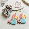Flower-Crowned Ghost and Puppy Trick-or-Treating Polymer Clay Cutter | Cute Halloween Tool