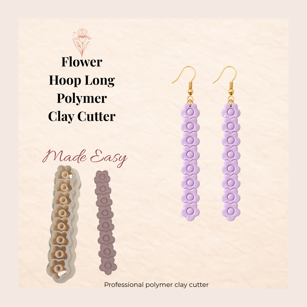 Flower Hoop Long Polymer Clay Cutter 60–75mm | Floral Earring Cutter | IrisCrafts7