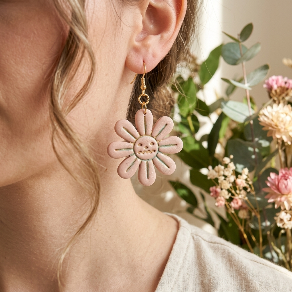 Flower with Pumpkin Polymer Clay Cutter | 25–45mm Autumn Earring Cutter | IrisCrafts7