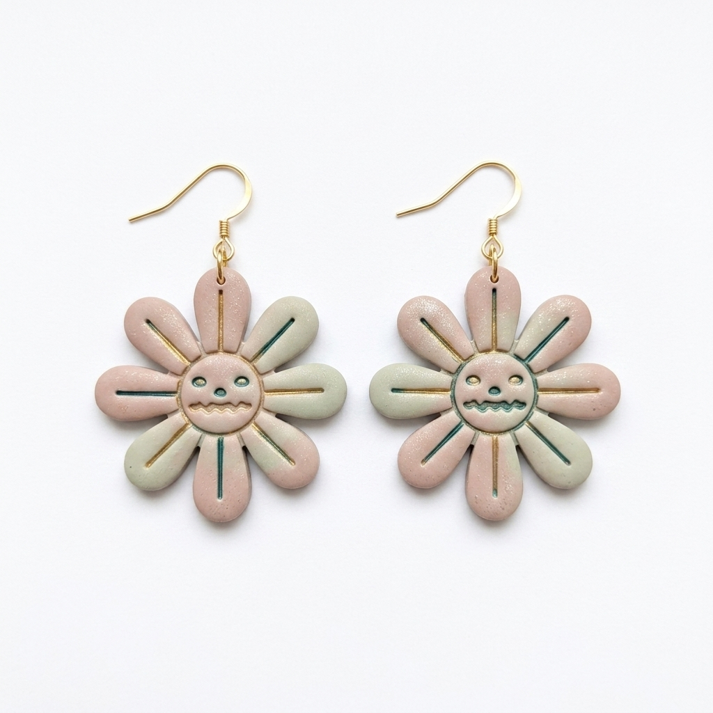 Flower with Pumpkin Polymer Clay Cutter | 25–45mm Autumn Earring Cutter | IrisCrafts7