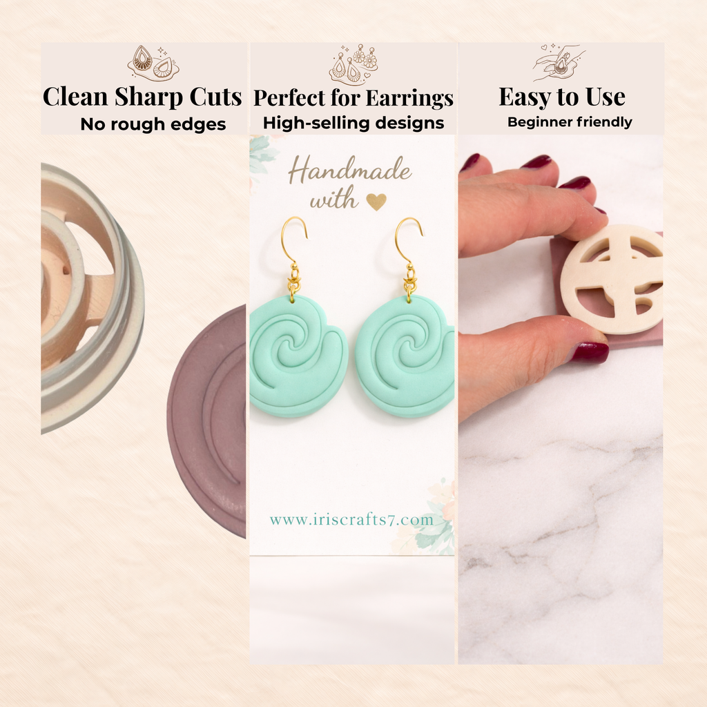 Fluid Spiral Shape Polymer Clay Cutter – Modern Abstract Earring Cutter Tool