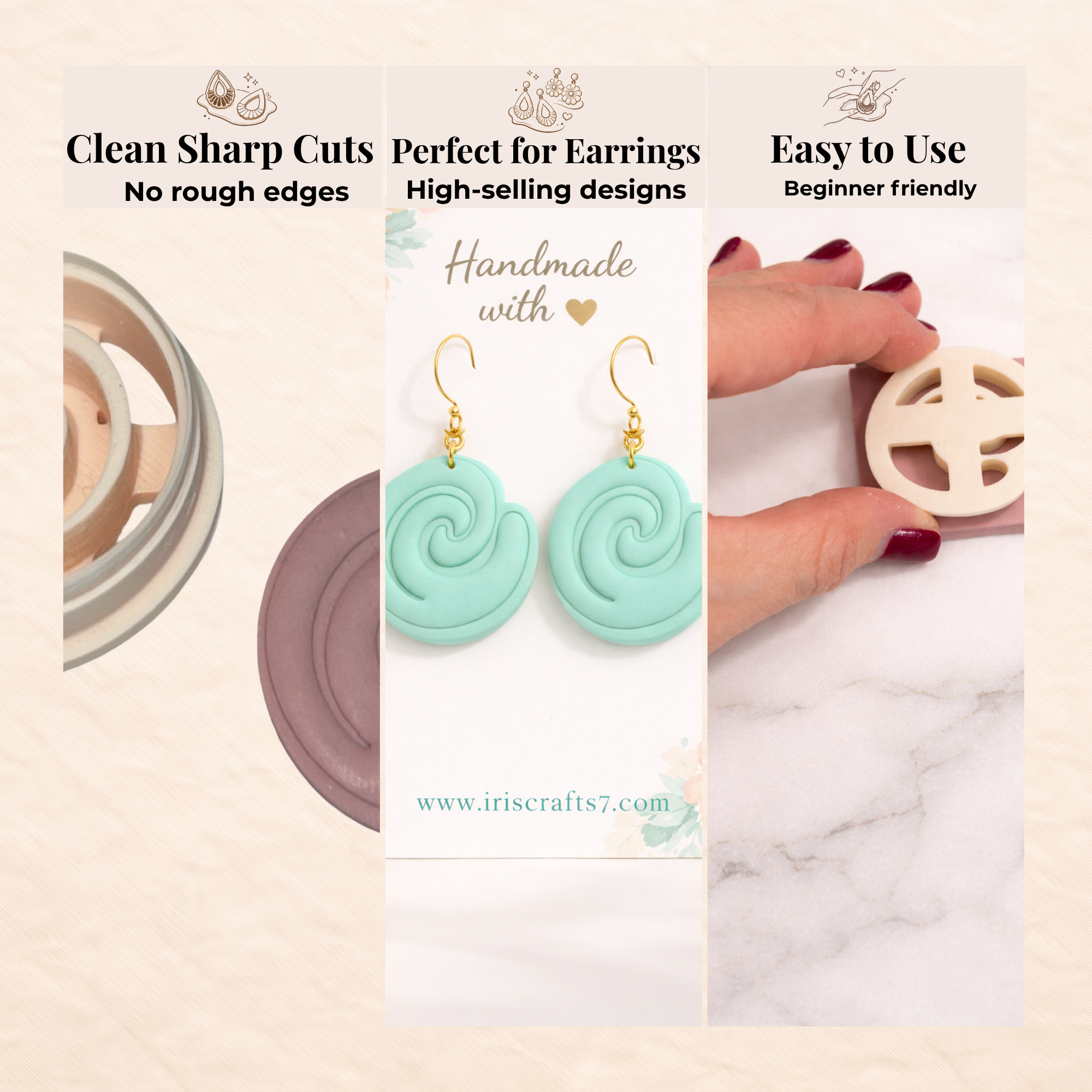 Fluid Spiral Shape Polymer Clay Cutter – Modern Abstract Earring Cutter Tool