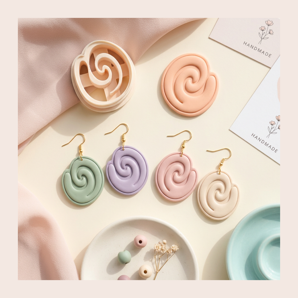 Fluid Spiral Shape Polymer Clay Cutter – Modern Abstract Earring Cutter Tool