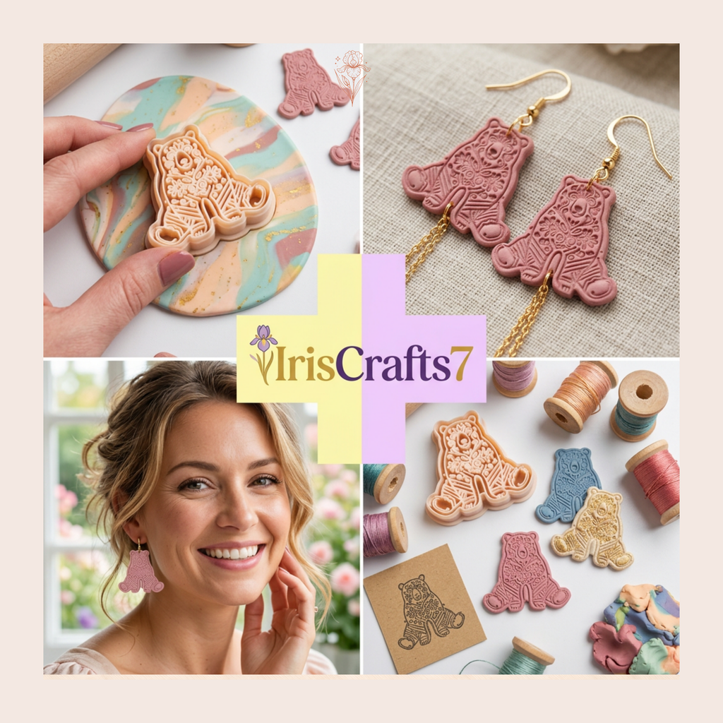 Folk Art Bear Polymer Clay Cutter | Sharp Earring Cutter | Animal Clay Tool | Polymer Clay Jewellery Making