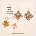 Folk Art Bee Polymer Clay Cutter | 25–45mm | Folk Art Bee Shape Clay Cutter | Earring Jewellery Making Tool