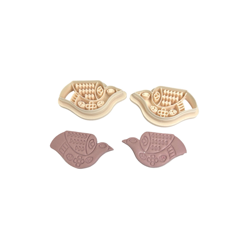 Folk Art Bird 2 Polymer Clay Cutter Set for Statement Earrings