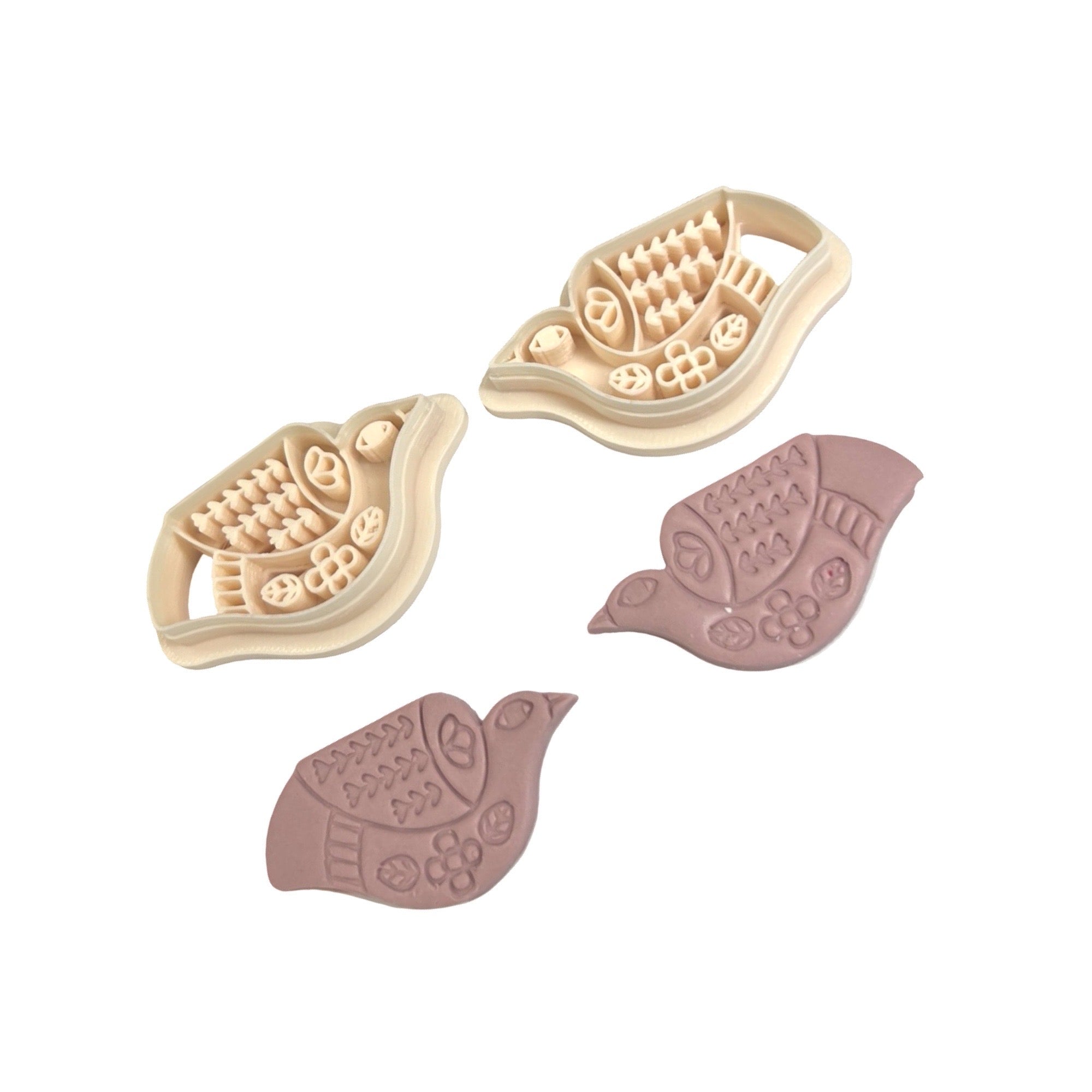 Folk Art Bird 2 Polymer Clay Cutter Set for Statement Earrings