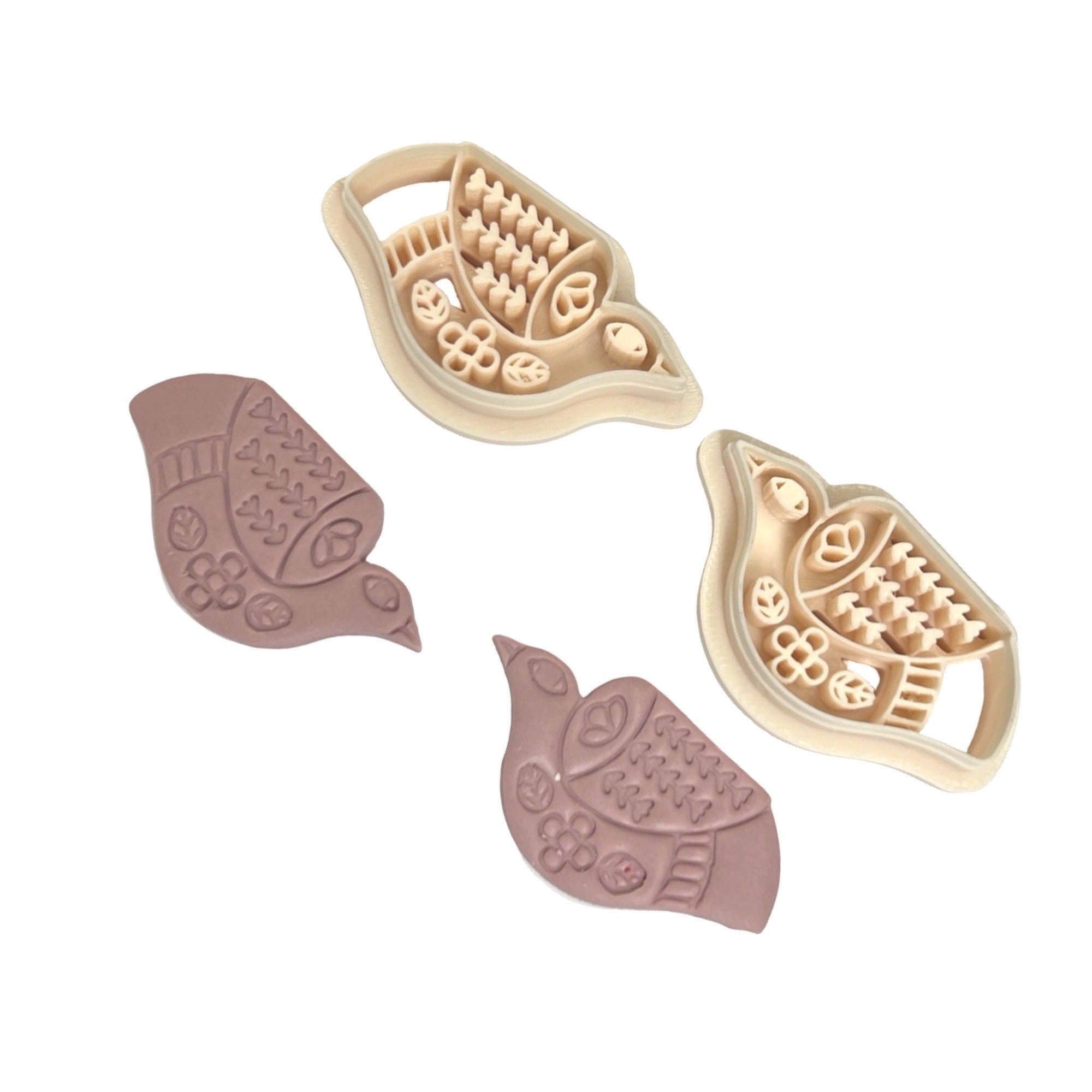 Folk Art Bird 2 Polymer Clay Cutter Set for Statement Earrings