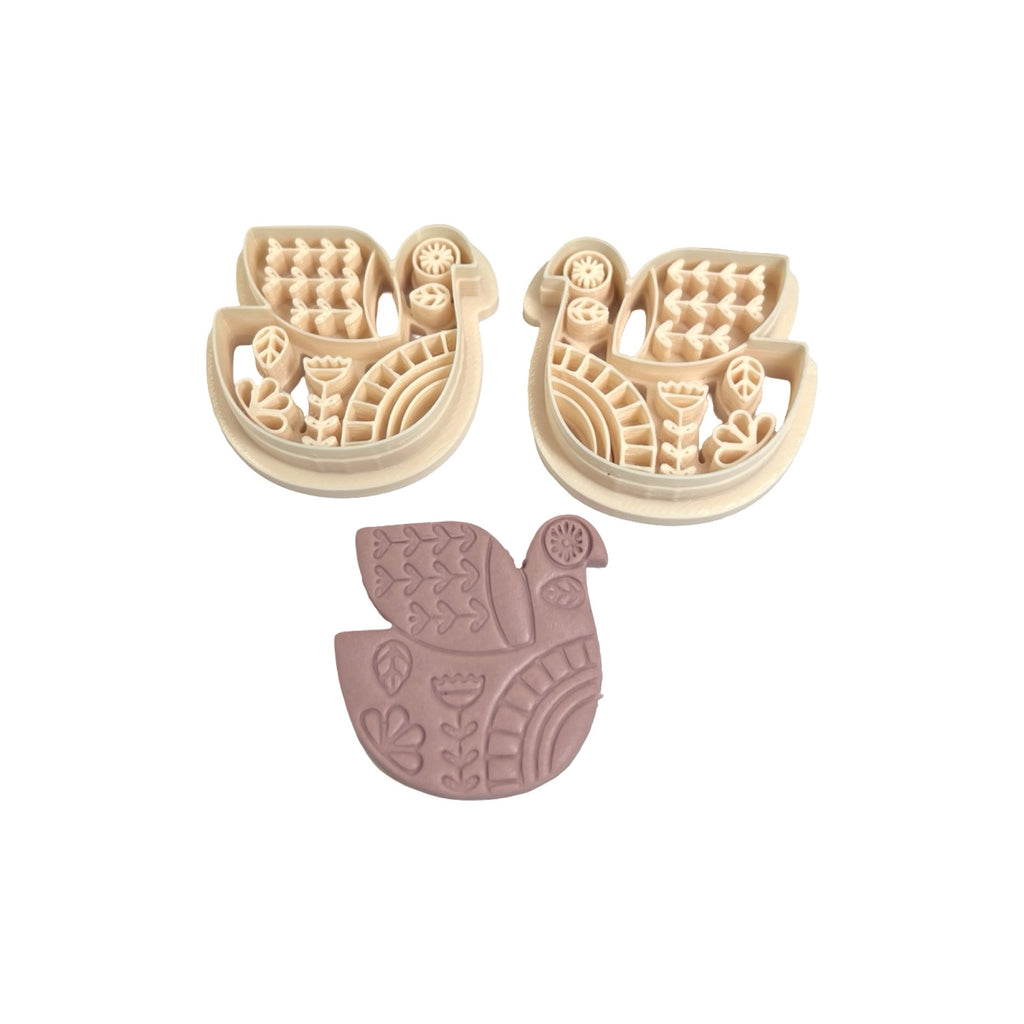 Folk Art Bird Polymer Clay Cutter Set for Statement Earrings
