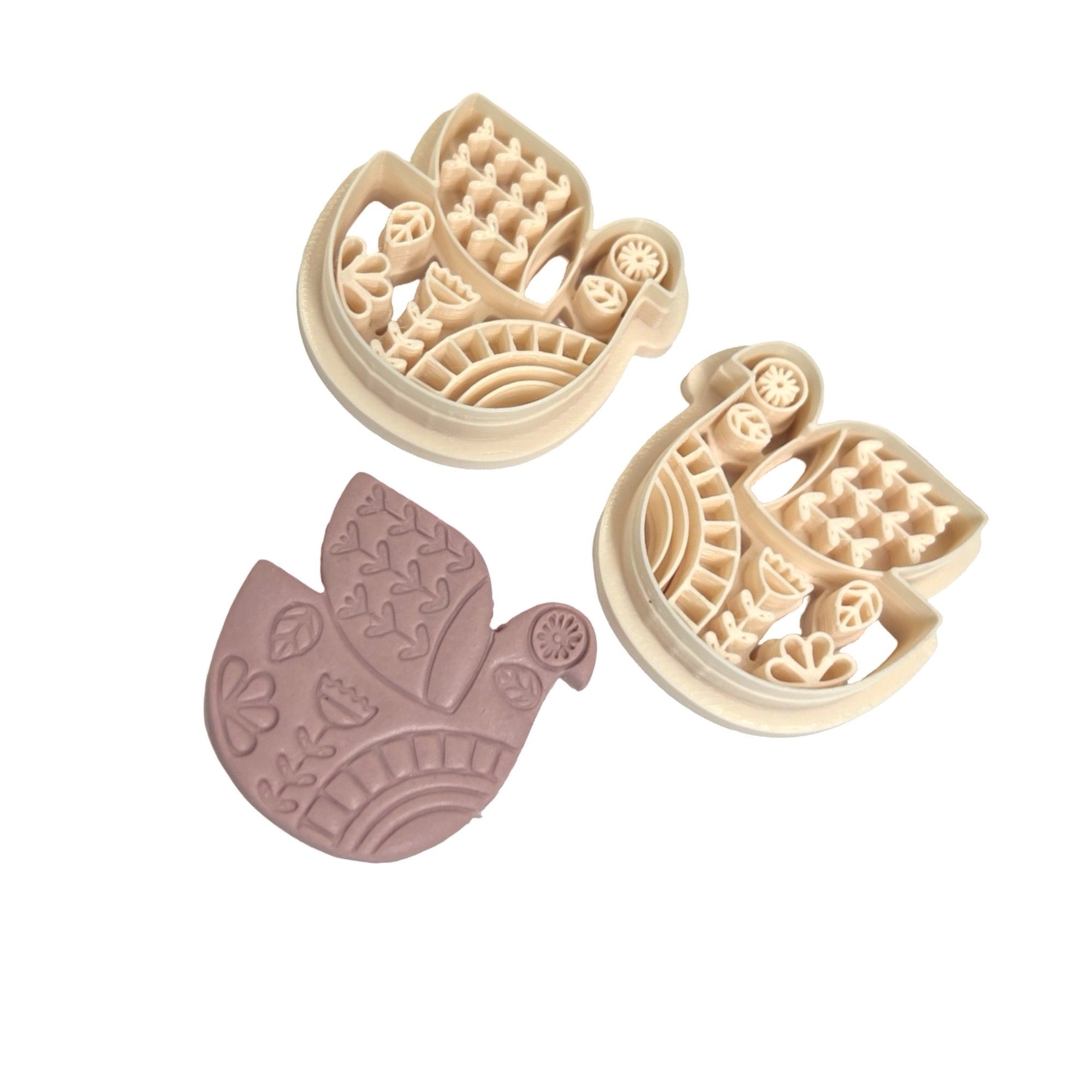 Folk Art Bird Polymer Clay Cutter Set for Statement Earrings