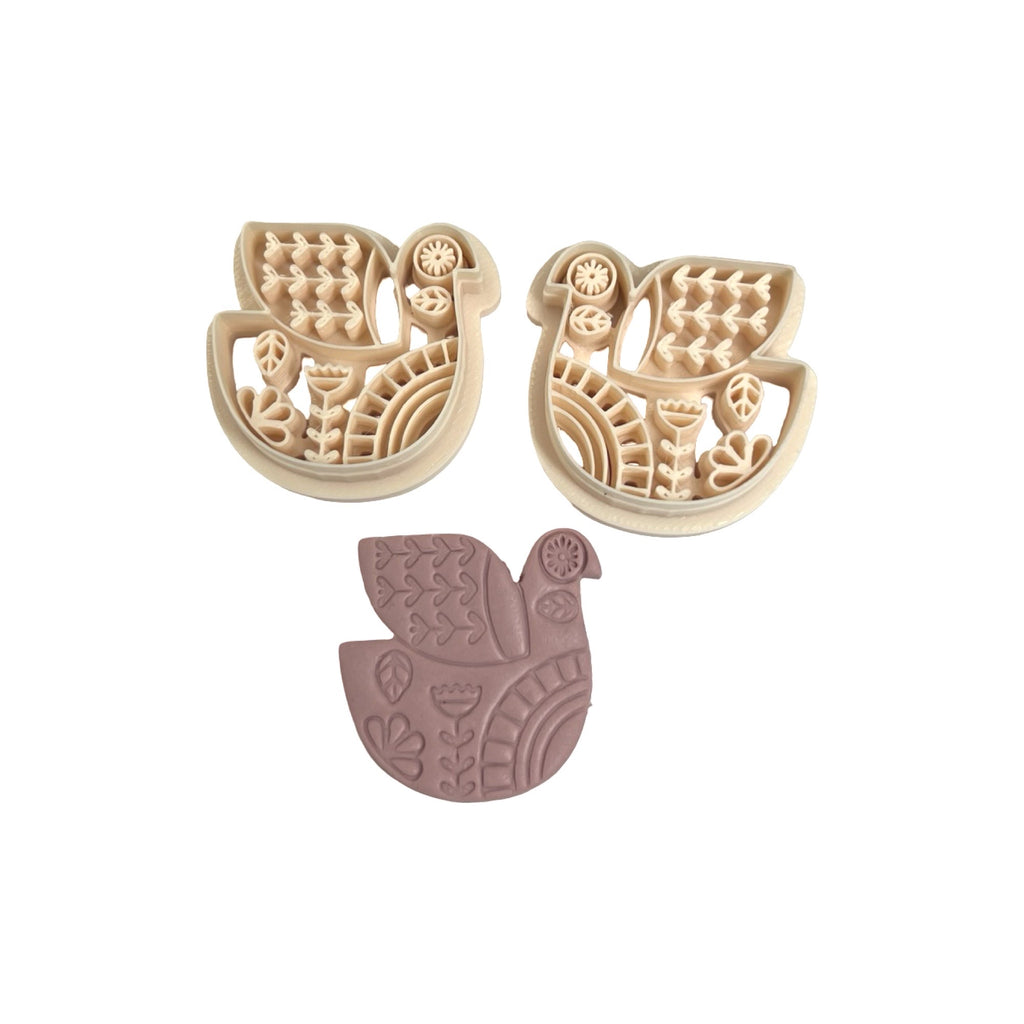 Folk Art Bird Polymer Clay Cutter Set for Statement Earrings
