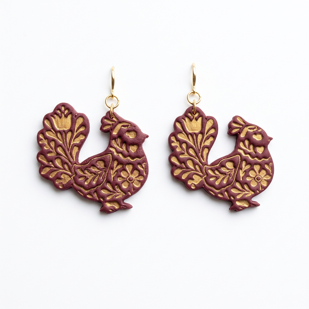 Folk Art Bird Polymer Clay Cutter | Scandinavian Folk Earring Tool