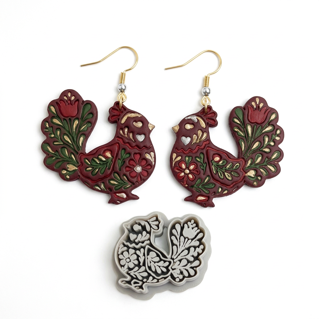 Folk Art Bird Polymer Clay Cutter | Scandinavian Folk Earring Tool