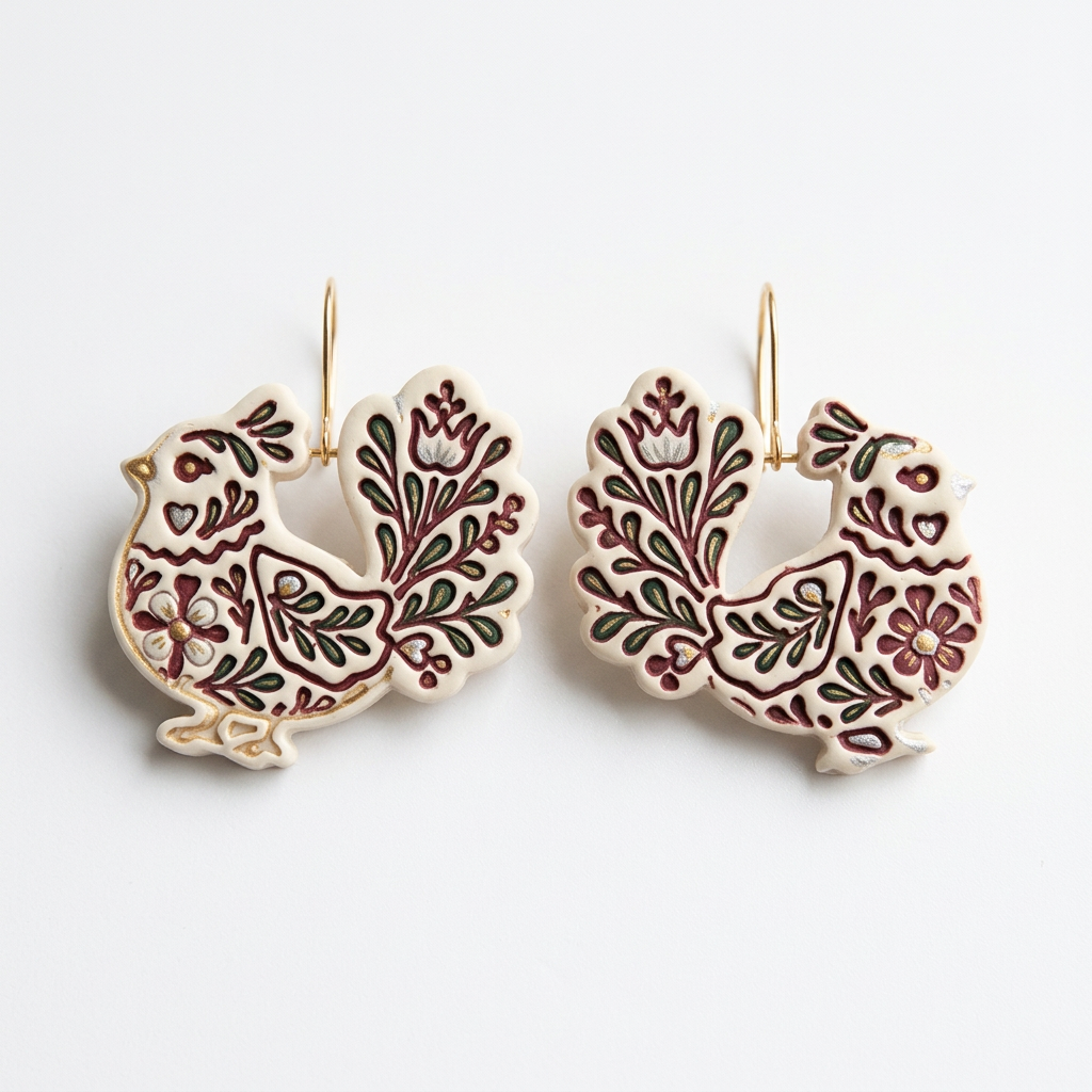 Folk Art Bird Polymer Clay Cutter | Scandinavian Folk Earring Tool