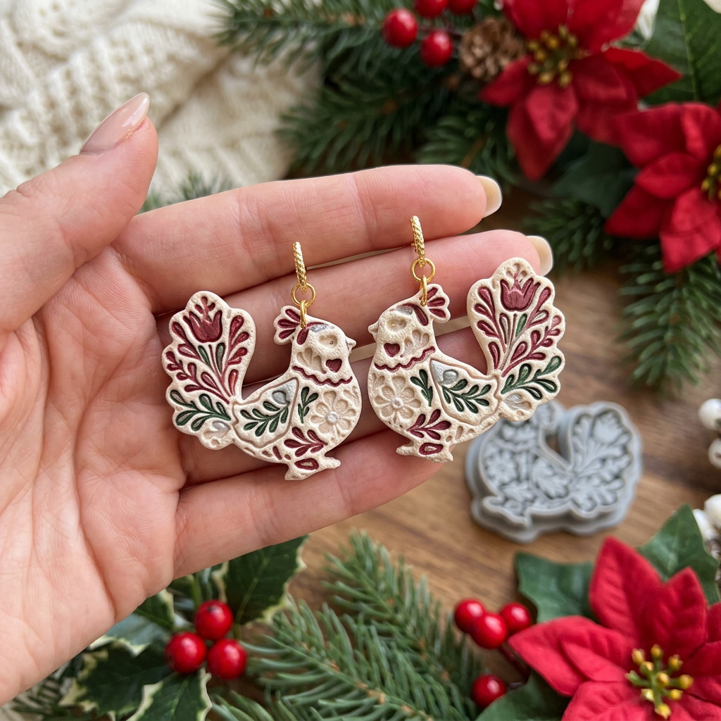 Folk Art Bird Polymer Clay Cutter | Scandinavian Folk Earring Tool