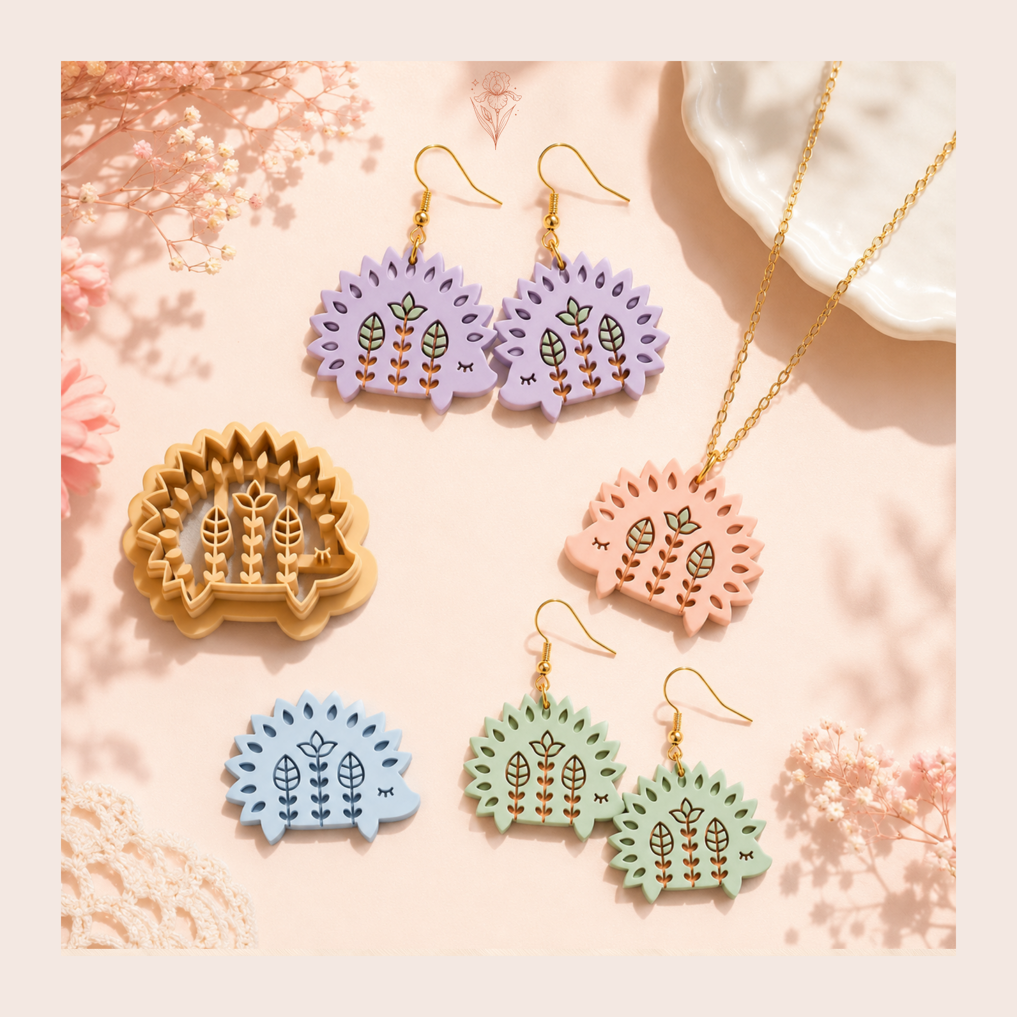 Folk Art Hedgehog Polymer Clay Cutter | 25–45mm | Folk Art Hedgehog Shape Clay Cutter | Earring Jewellery Making Tool