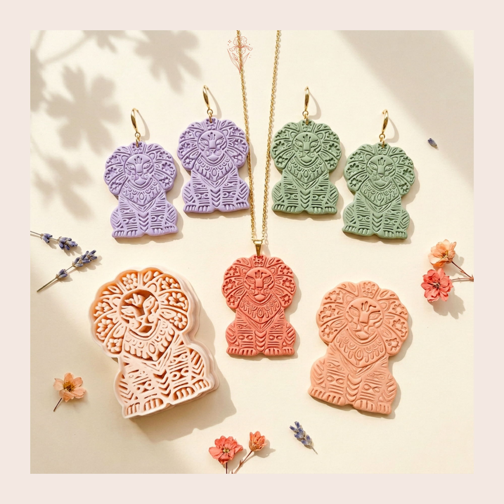 Folk Art Lion Polymer Clay Cutter | Sharp Earring Cutter | Animal Clay Tool | Polymer Clay Jewellery Making