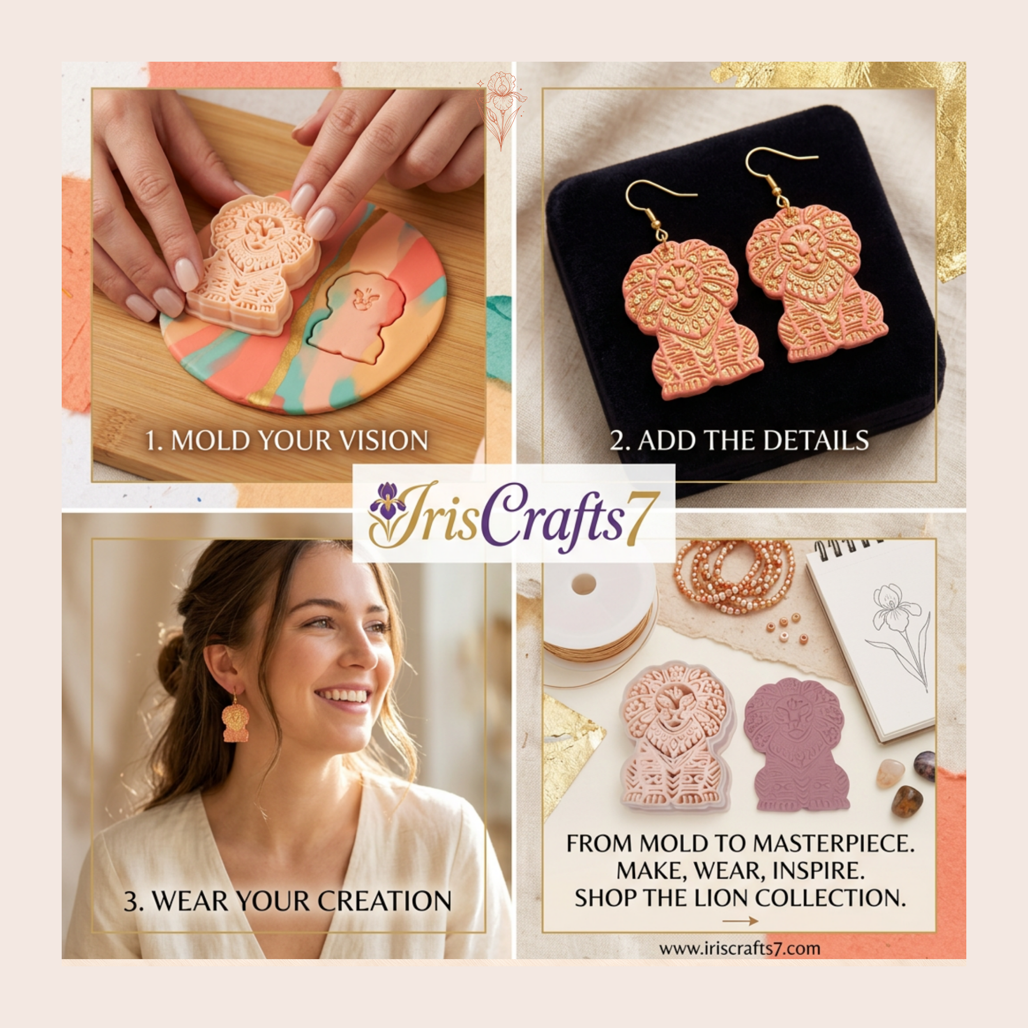Folk Art Lion Polymer Clay Cutter | Sharp Earring Cutter | Animal Clay Tool | Polymer Clay Jewellery Making