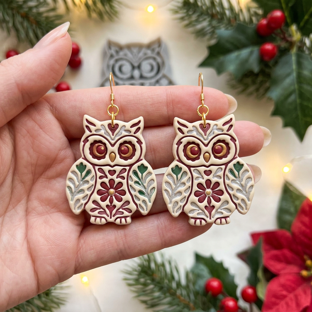 Folk Art Owl Polymer Clay Cutter | Scandinavian Folk Earring Tool