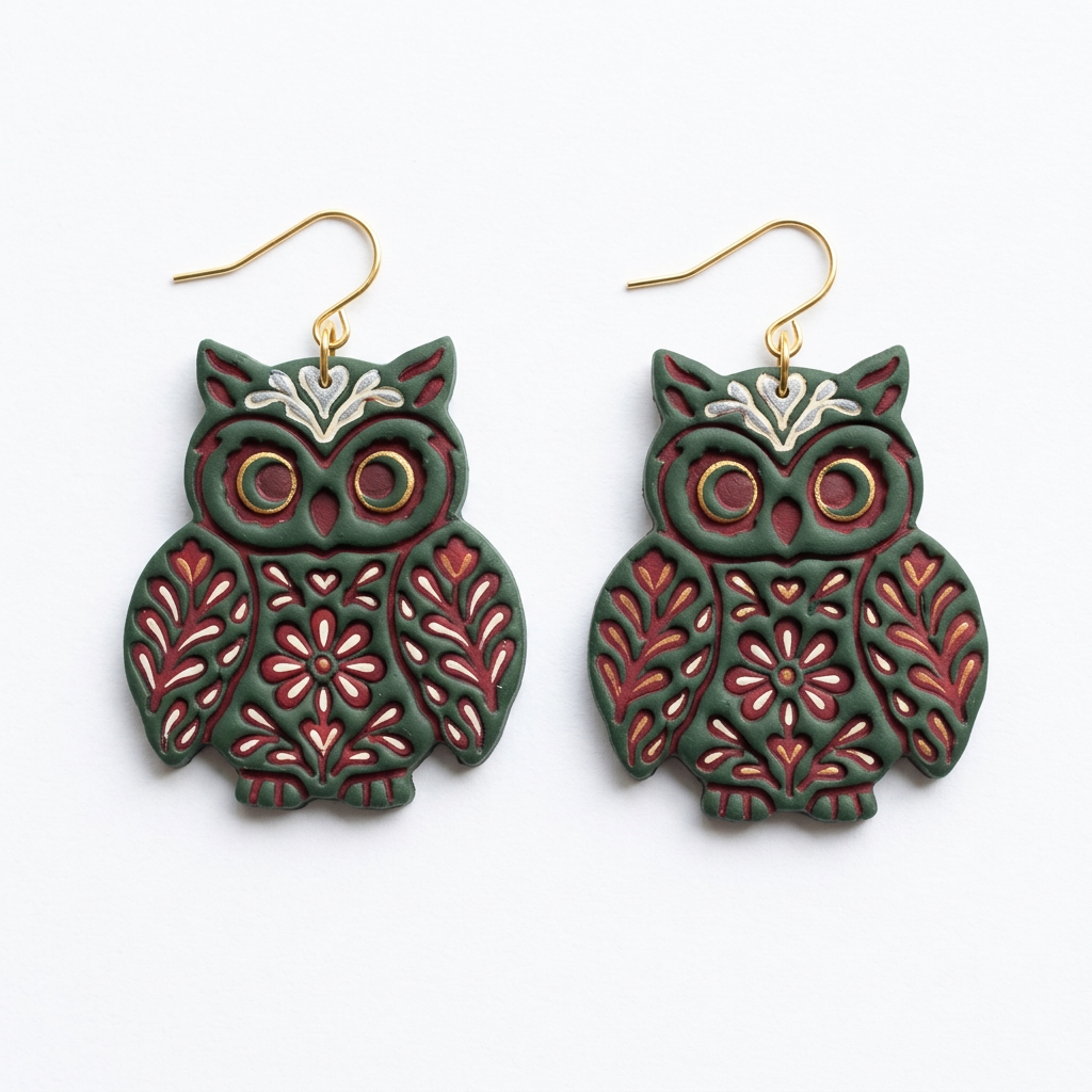 Folk Art Owl Polymer Clay Cutter | Scandinavian Folk Earring Tool